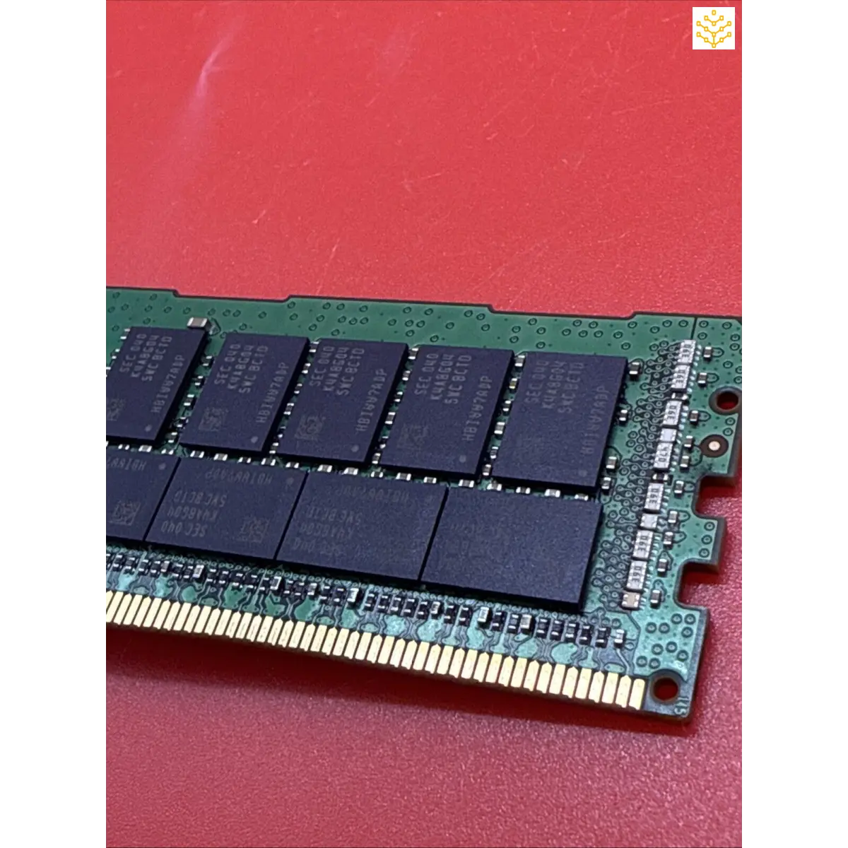 Computer RAM module with visible memory chips.