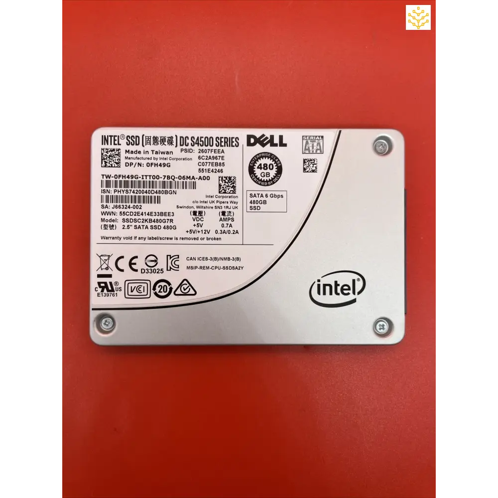 480GB SATA 6Gbs 2.5” Dell FH49G SSDSC2KB480G7R DC S4500 Solid State Drive - Computers/Tablets & Networking:Drives