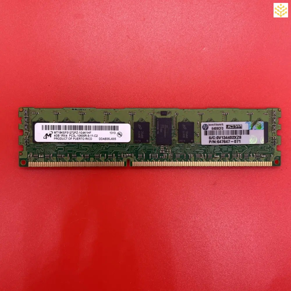 4G 1Rx4 PC3L - 10600R Micron MT18KSF51272PZ - 1G4 647647 - 071 664688 - 001 SVR Memory - GIGDATA