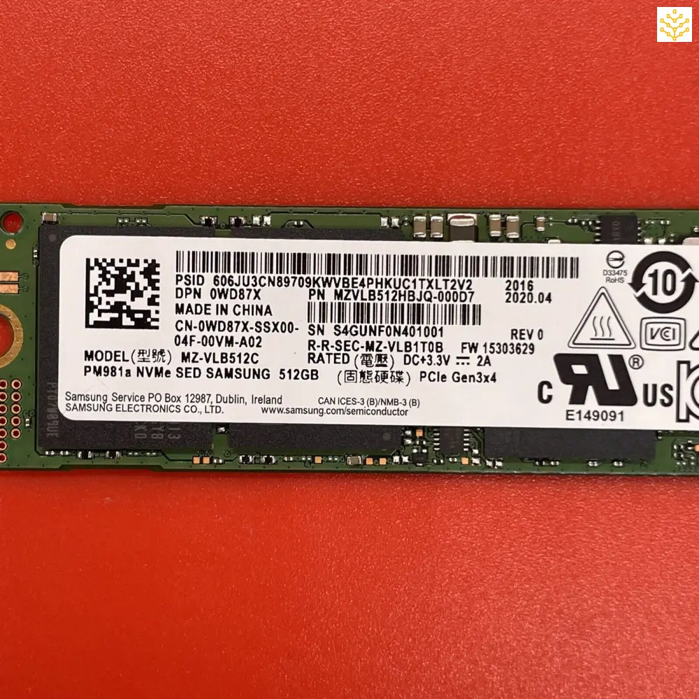 512G Samsung PM981a MZ-VLB512C WD87X PCIe Gen3x4 M.2 NVME SSD - Computers/Tablets & Networking:Drives Storage & Blank