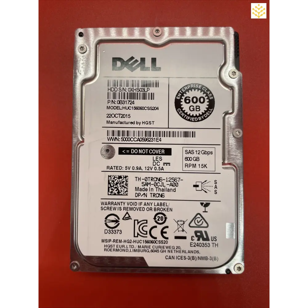 600GB 15K SAS 12Gbps 2.5 Dell TRCN6 HUC156060CSS204 - Computers/Tablets & Networking:Drives Storage & Blank Media:Hard