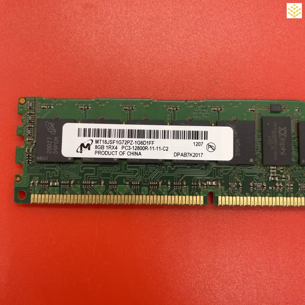 8G 1Rx4 PC3 - 12800R Micron MT18JSF1G72PZ - 1G6 HP 664691 - 001 Server Memory - GIGDATA