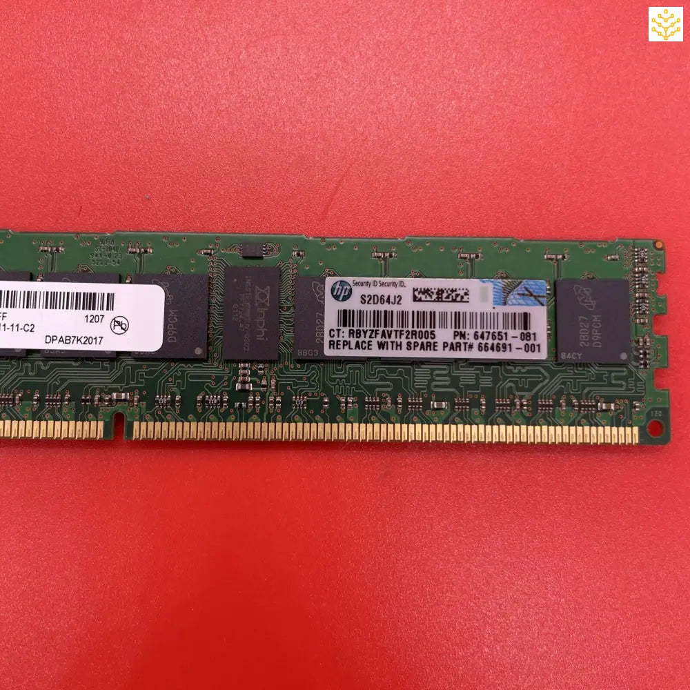 8G 1Rx4 PC3 - 12800R Micron MT18JSF1G72PZ - 1G6 HP 664691 - 001 Server Memory - GIGDATA