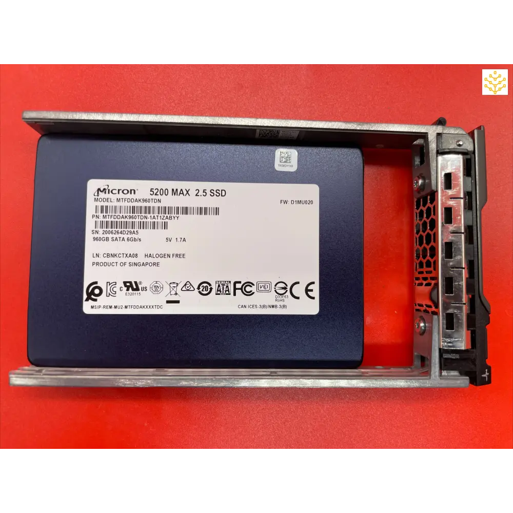 960G SATA 2.5” Micron 5200 Max MTFDDAK960TDN in Dell Tray - Computers/Tablets & Networking:Drives Storage & Blank