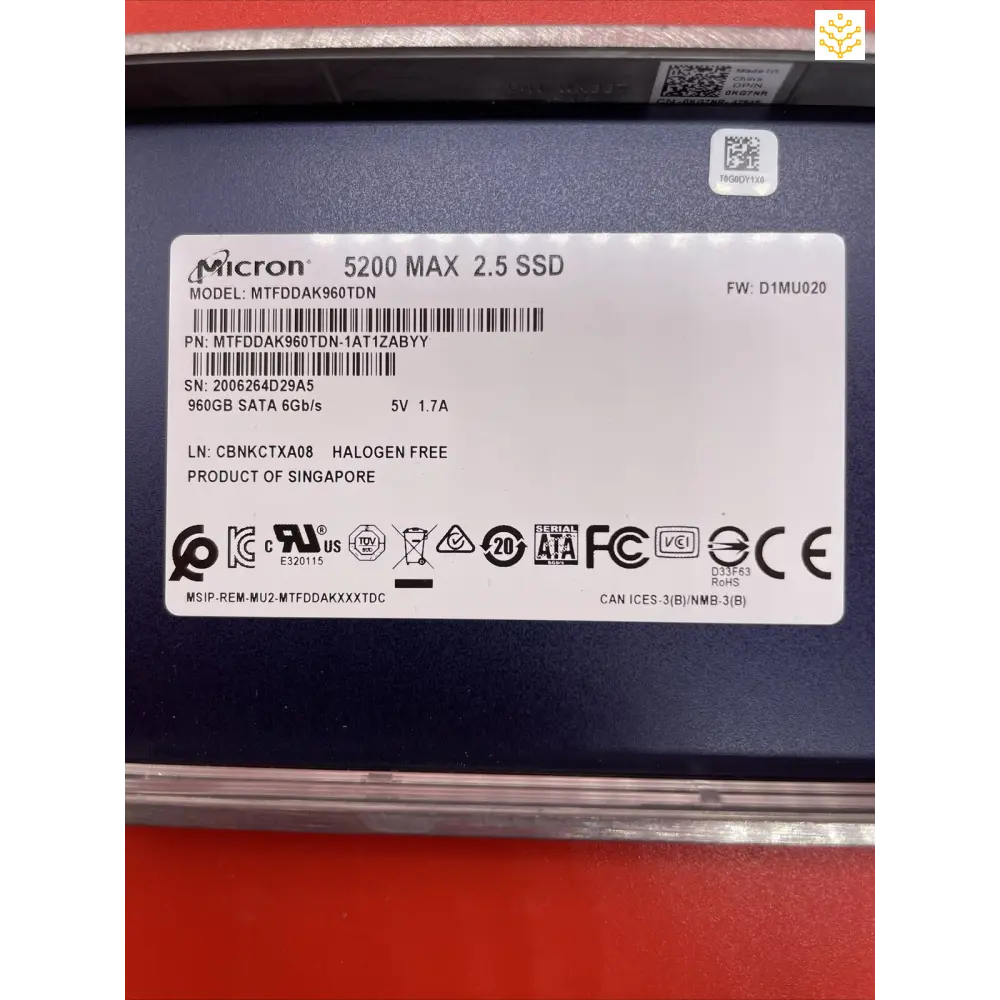 960G SATA 2.5” Micron 5200 Max MTFDDAK960TDN in Dell Tray - Computers/Tablets & Networking:Drives Storage & Blank