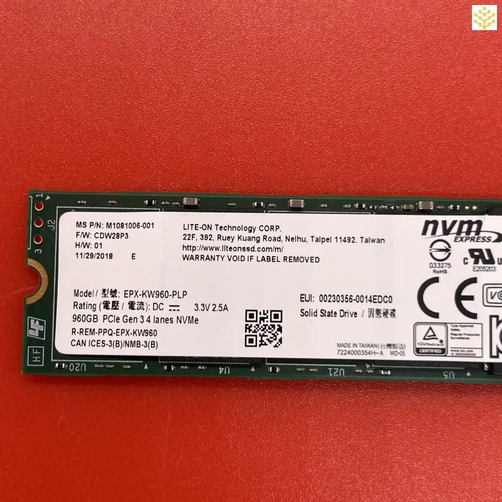 960G PCIe Gen3 x4 NVMe Lite - On EPX - KW960 J9GY6 M.2 NVMe SSD - GIGDATA