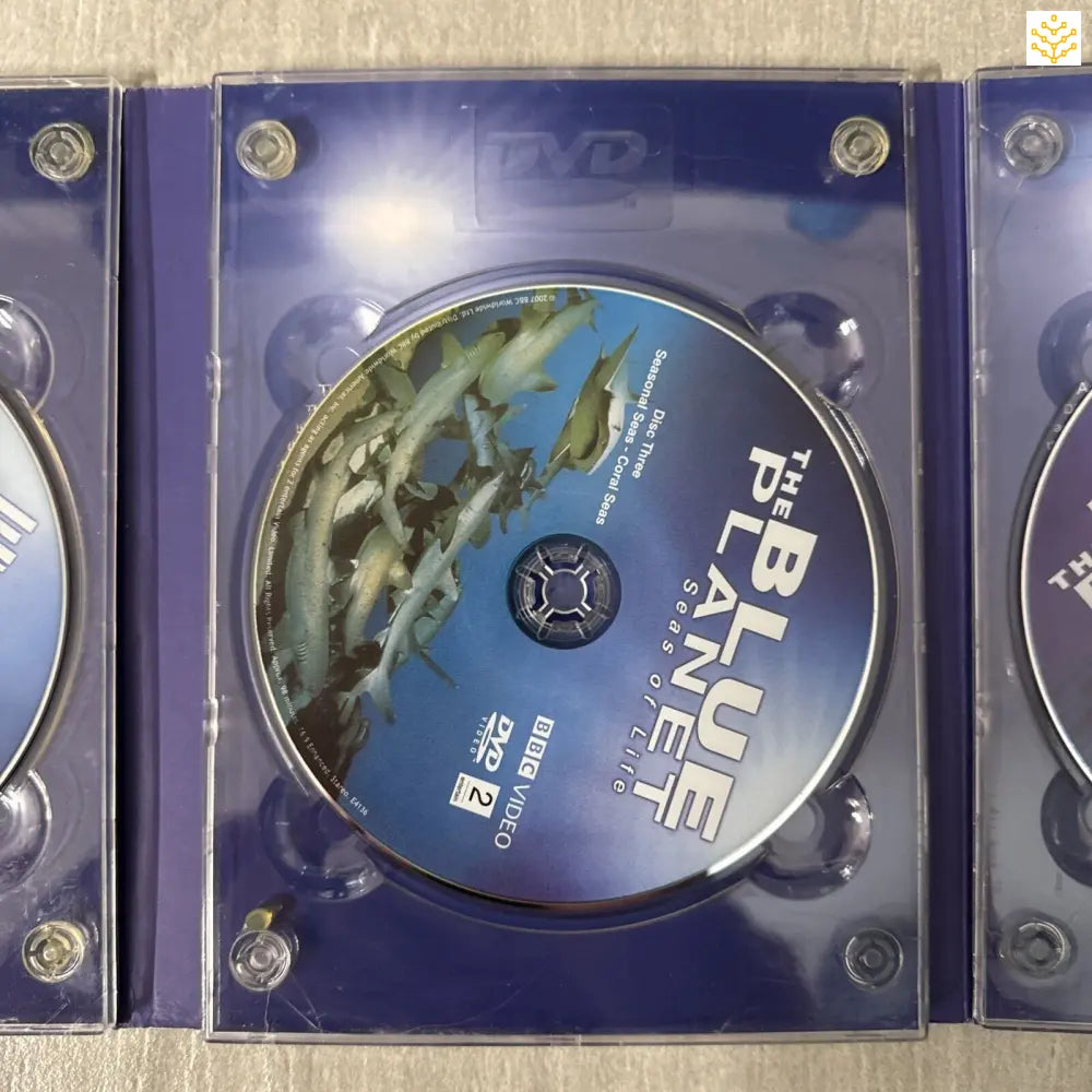 Blu-ray disc in a clear plastic case with ’BLUE’ visible on the label.