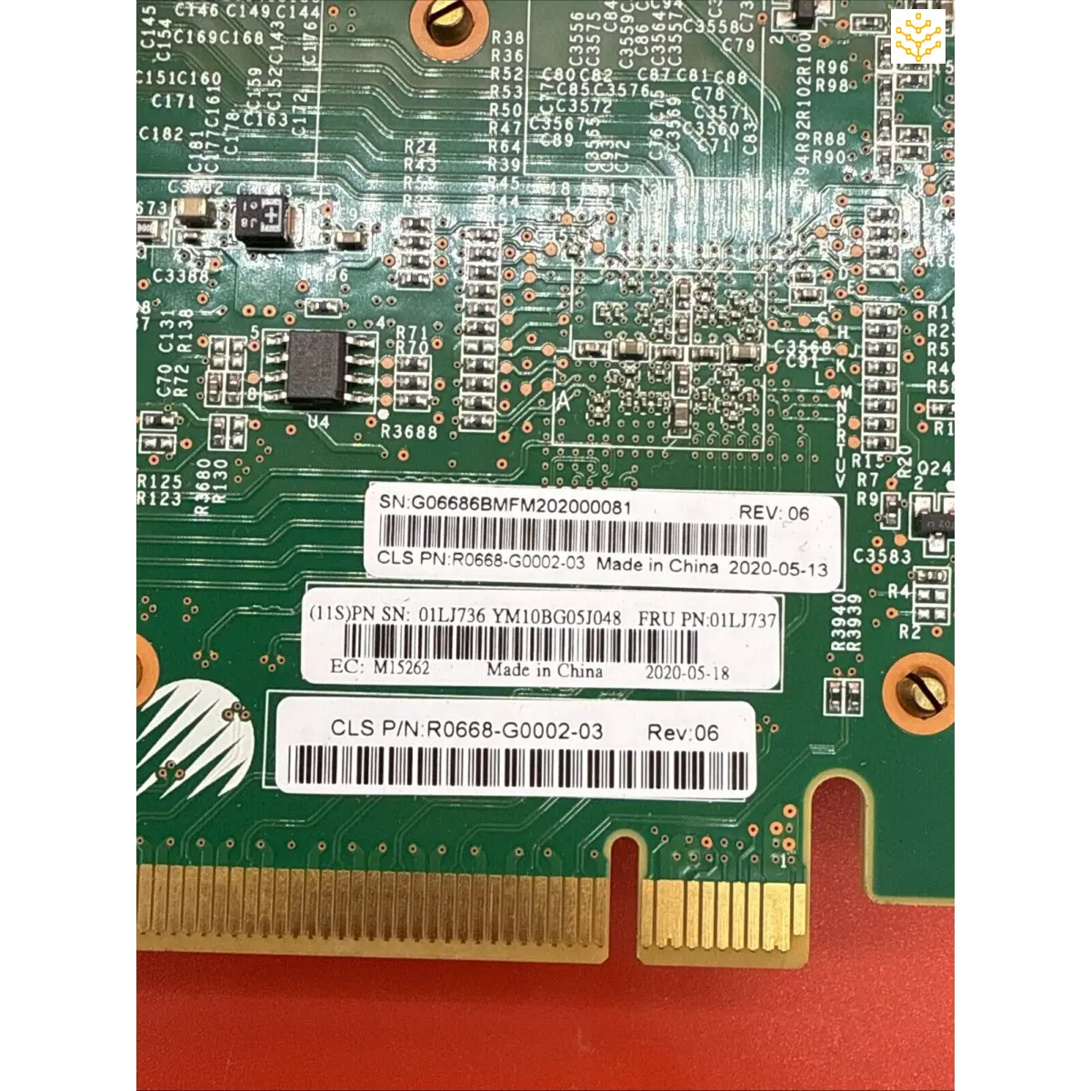 Circuit board with intricate electronic components and printed pathways.