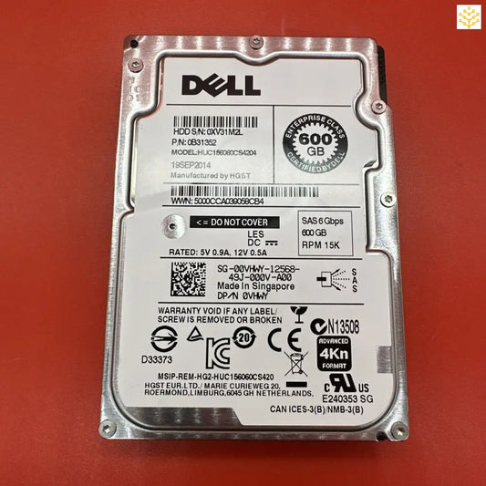 Dell 00VHWY 0VHWY 600GB 15K SAS 2.5” HDD - GIGDATA