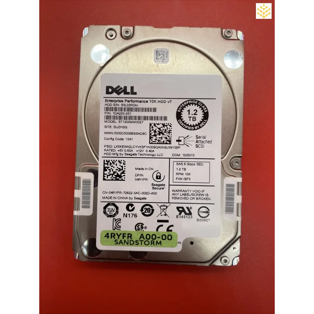 Dell 04RYFR 4RYFR 1.2TB SAS 6Gbps SED 10K 2.5 - 100% Health - GIGDATA