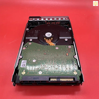 Computer hard drive with its internal components visible.