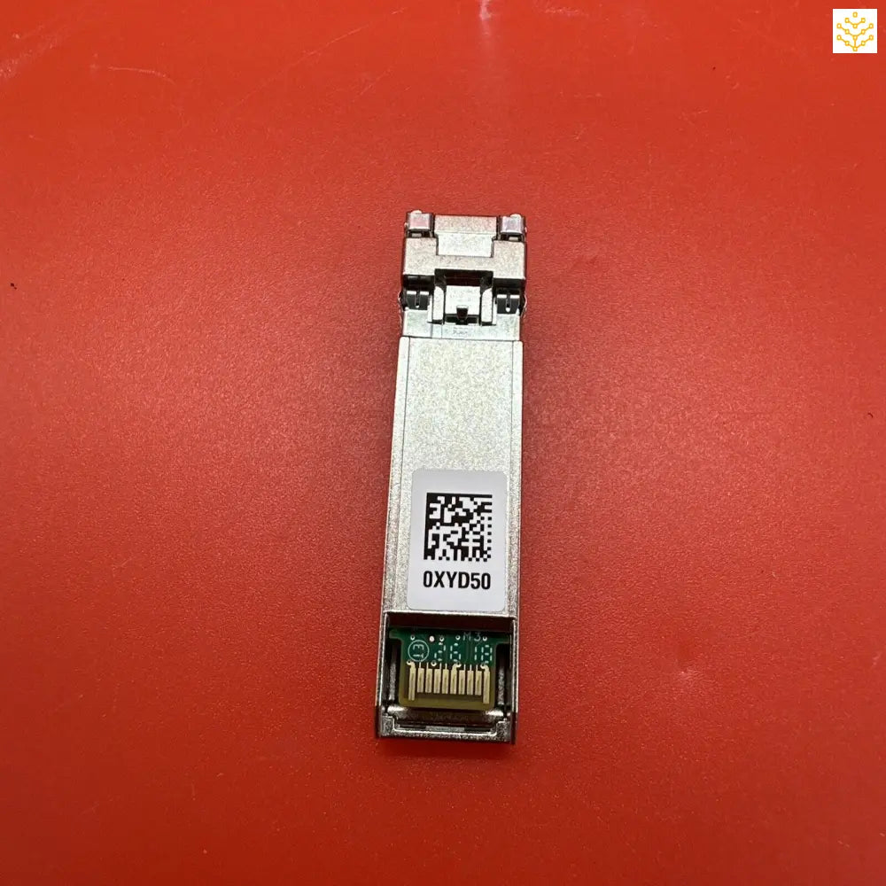 SFP (Small Form-factor Pluggable) transceiver module with a QR code.