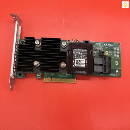 RAID controller card with a heat sink and PCIe interface.