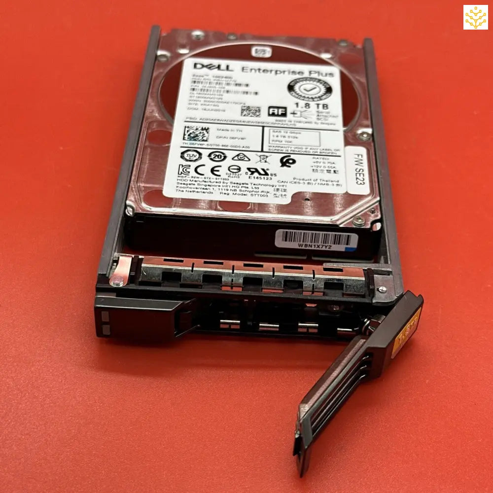 Dell enterprise hard drive in a removable server tray.