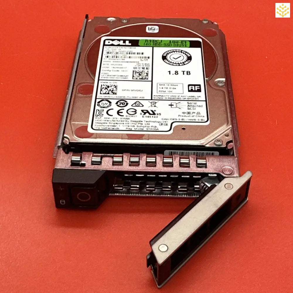 Dell server hard drive in a hot-swap caddy.