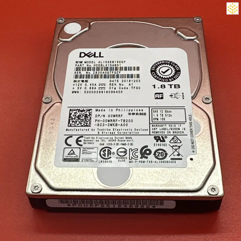 Dell 1.8TB hard disk drive.