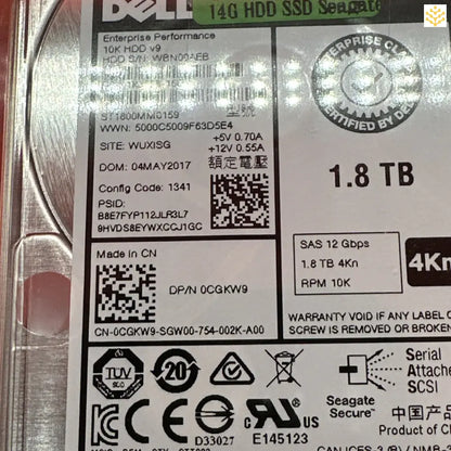 Dell 1.8TB SAS 10K 2.5 CGKW9 0CGKW9 ST1800MM0159 - GIGDATA