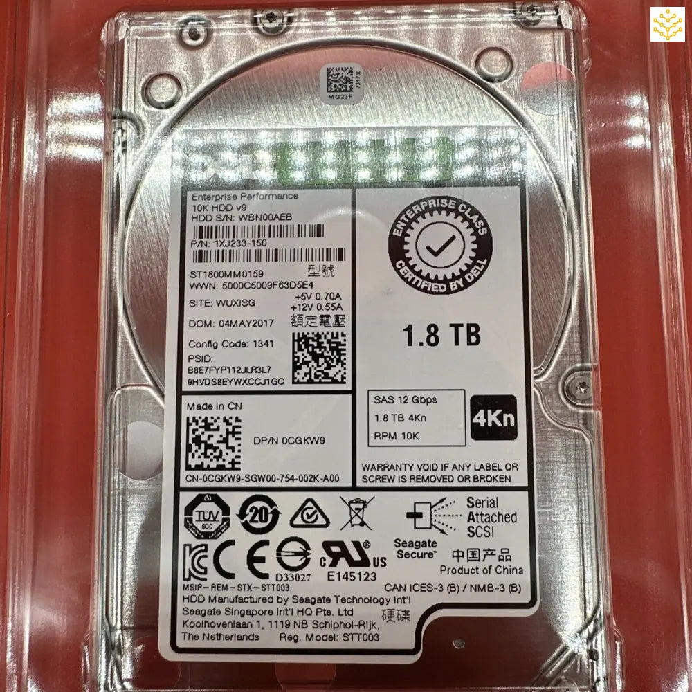 Dell 1.8TB SAS 10K 2.5 CGKW9 0CGKW9 ST1800MM0159 - GIGDATA