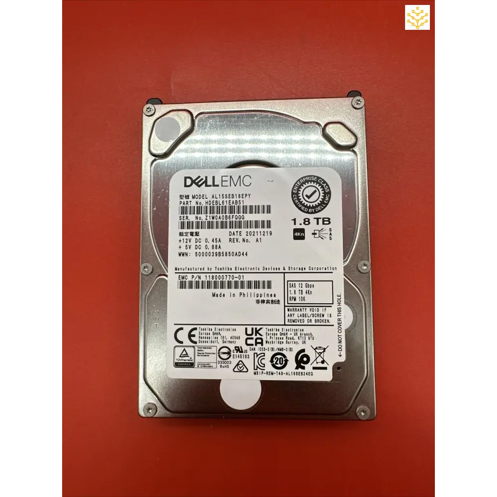 Dell 118000770-01 1.8TB 10K SAS 4kn 2.5 HDD - Computers/Tablets & Networking:Drives Storage & Blank Media:Hard Drives