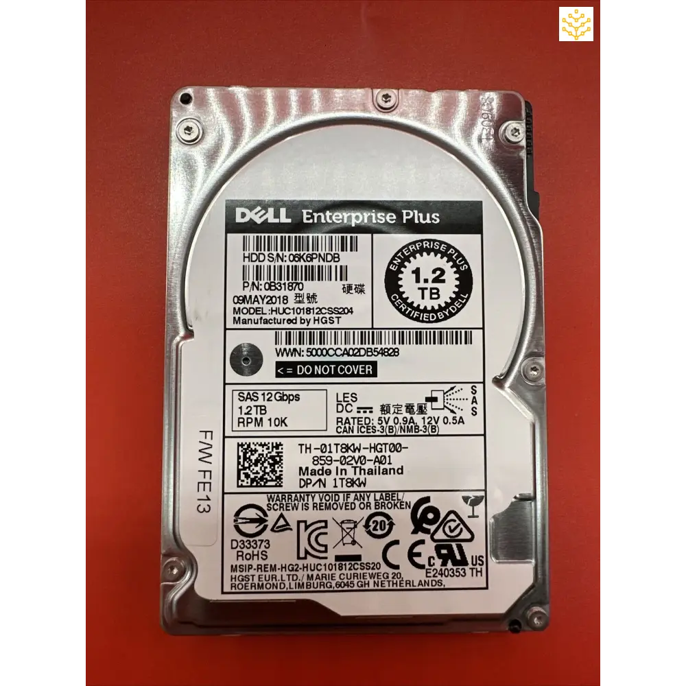 Dell 1T8KW 1.2TB SAS 12Gbps 10K 2.5 HDD - Computers/Tablets & Networking:Drives Storage & Blank Media:Hard Drives (HDD