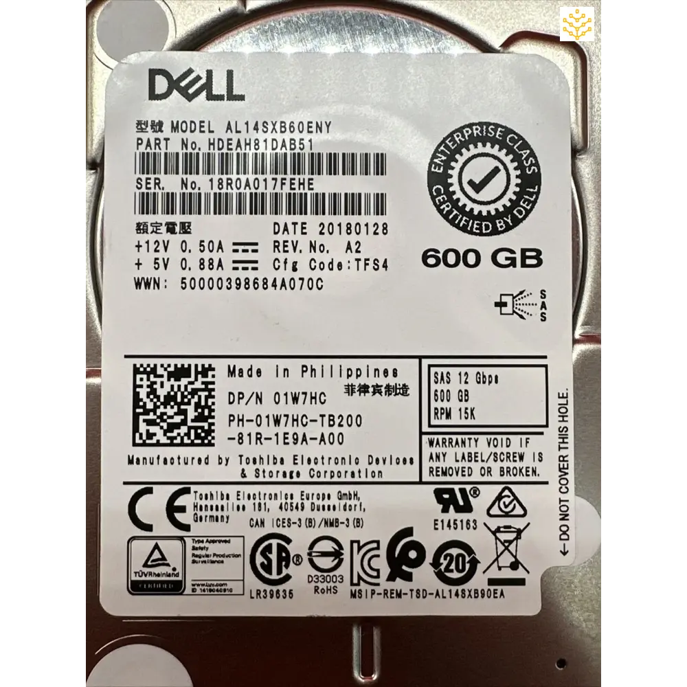 Dell 1W7HC 600GB SAS 12Gbps 15K 2.5 HDD - Computers/Tablets & Networking:Drives Storage & Blank Media:Hard Drives (HDD