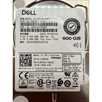 Dell 1W7HC 600GB SAS 12Gbps 15K 2.5 HDD - Computers/Tablets & Networking:Drives Storage & Blank Media:Hard Drives (HDD