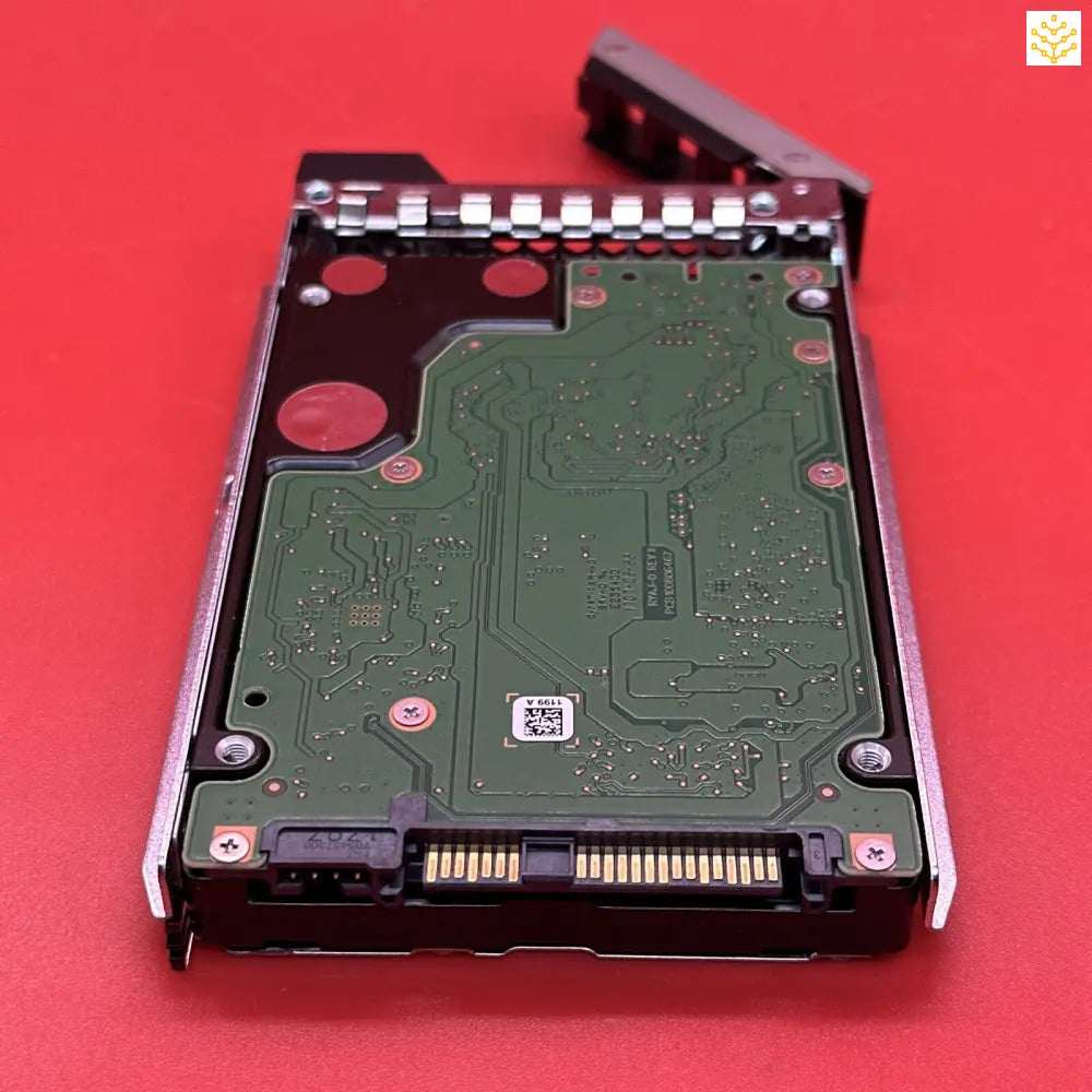 Hard drive or solid-state drive in a server mounting bracket.