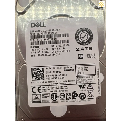 Dell 2.4TB SAS 12Gbps 512e 10K 2.5 In Tray F9NWJ - Computers/Tablets & Networking:Drives Storage & Blank Media:Hard