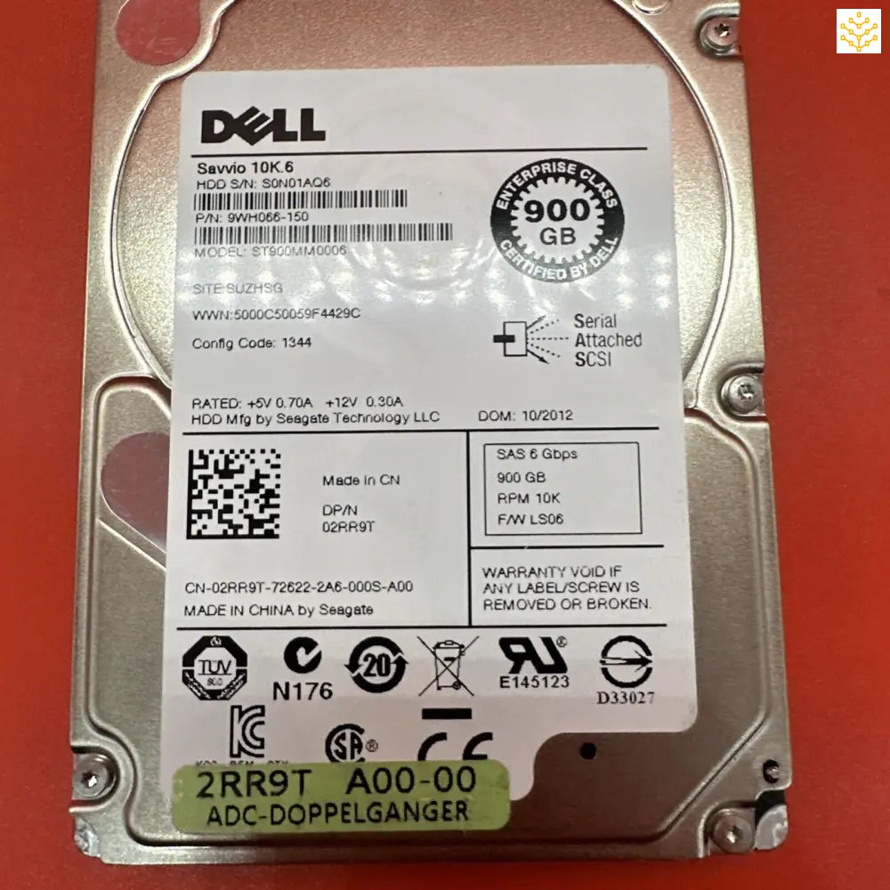 Dell 2RR9T 02RR9T 900GB 10K SAS 6Gbps 2.5” HDD - 90%+ Health - GIGDATA