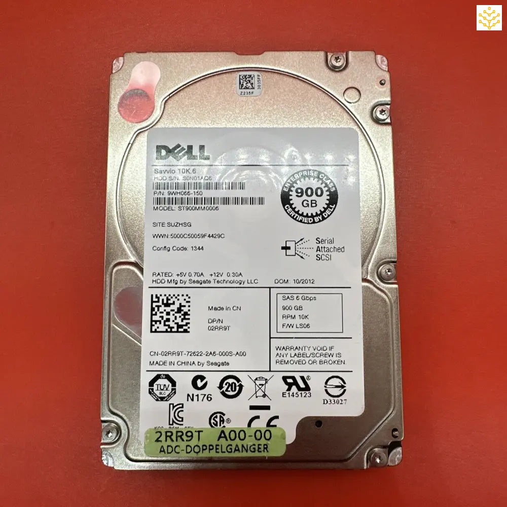 Dell 2RR9T 02RR9T 900GB 10K SAS 6Gbps 2.5” HDD - 90%+ Health - GIGDATA