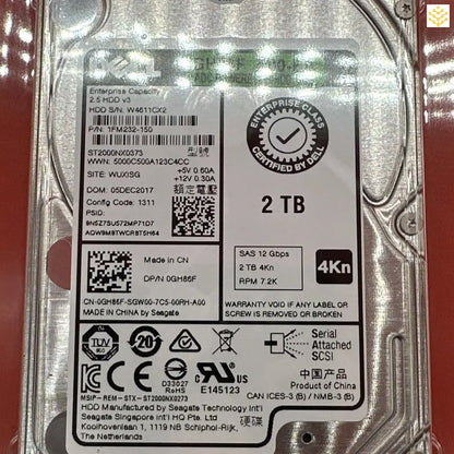 Dell 2TB SAS 2.5” 7.2K 7.2K GH86F 0GH86F - GIGDATA