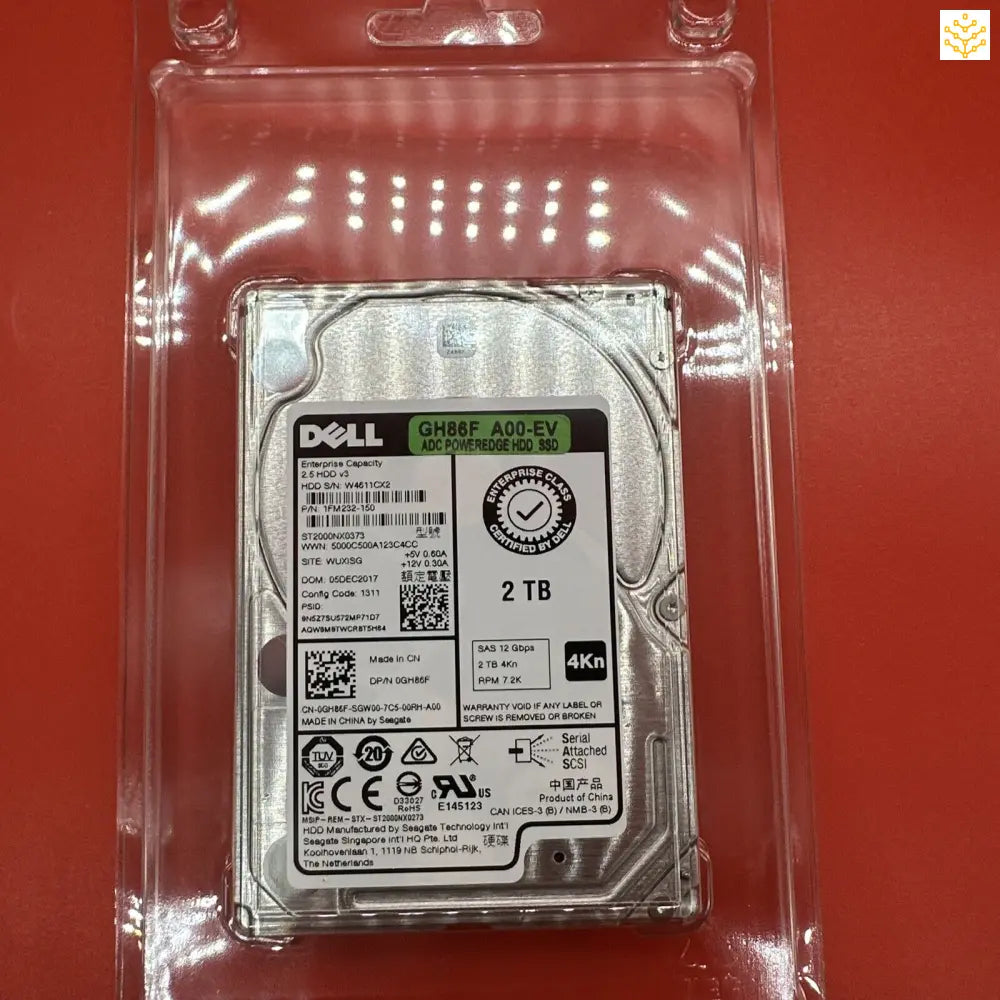 Dell 2TB SAS 2.5” 7.2K 7.2K GH86F 0GH86F - GIGDATA