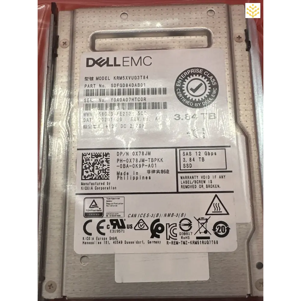 Dell 3.84TB SAS 12Gbps SSD X78JM 0X78JM In Tray - Computers/Tablets & Networking:Drives Storage & Blank Media:Hard