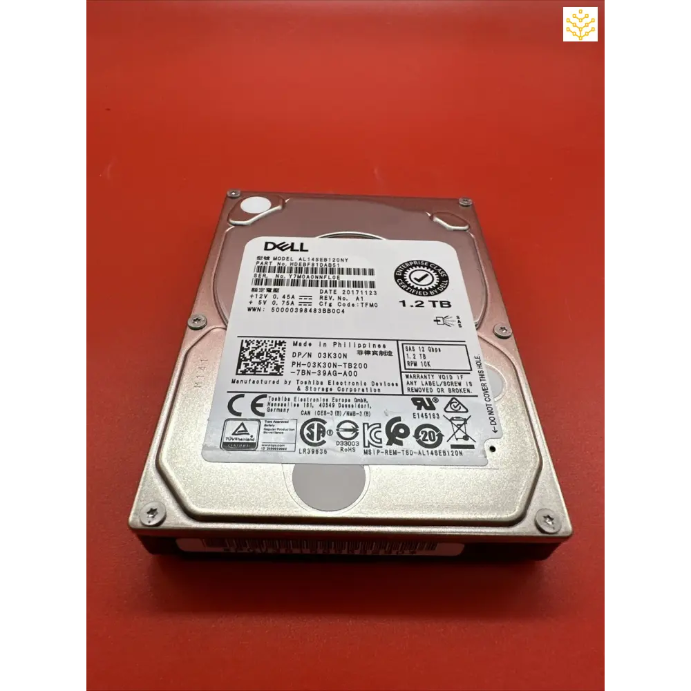 Dell 3K30N 1.2TB SAS 12Gbps 10K 2.5 HDD - GIGDATA