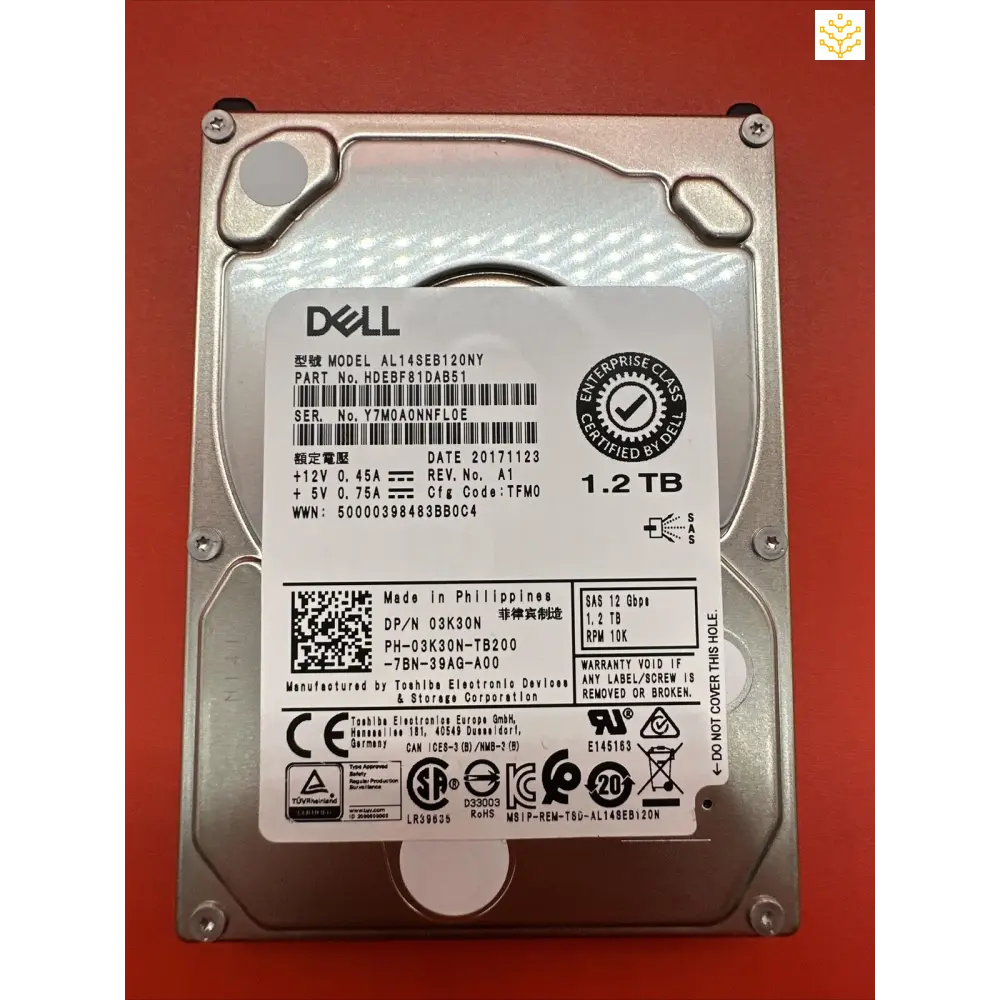 Dell 3K30N 1.2TB SAS 12Gbps 10K 2.5 HDD - GIGDATA