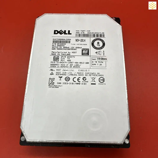 Dell 43V7V 8TB SAS 12 Gbps 512e 7.2K 3.5 HDD 0F23693 HUH728080AL5204 - Computers/Tablets & Networking:Drives Storage &