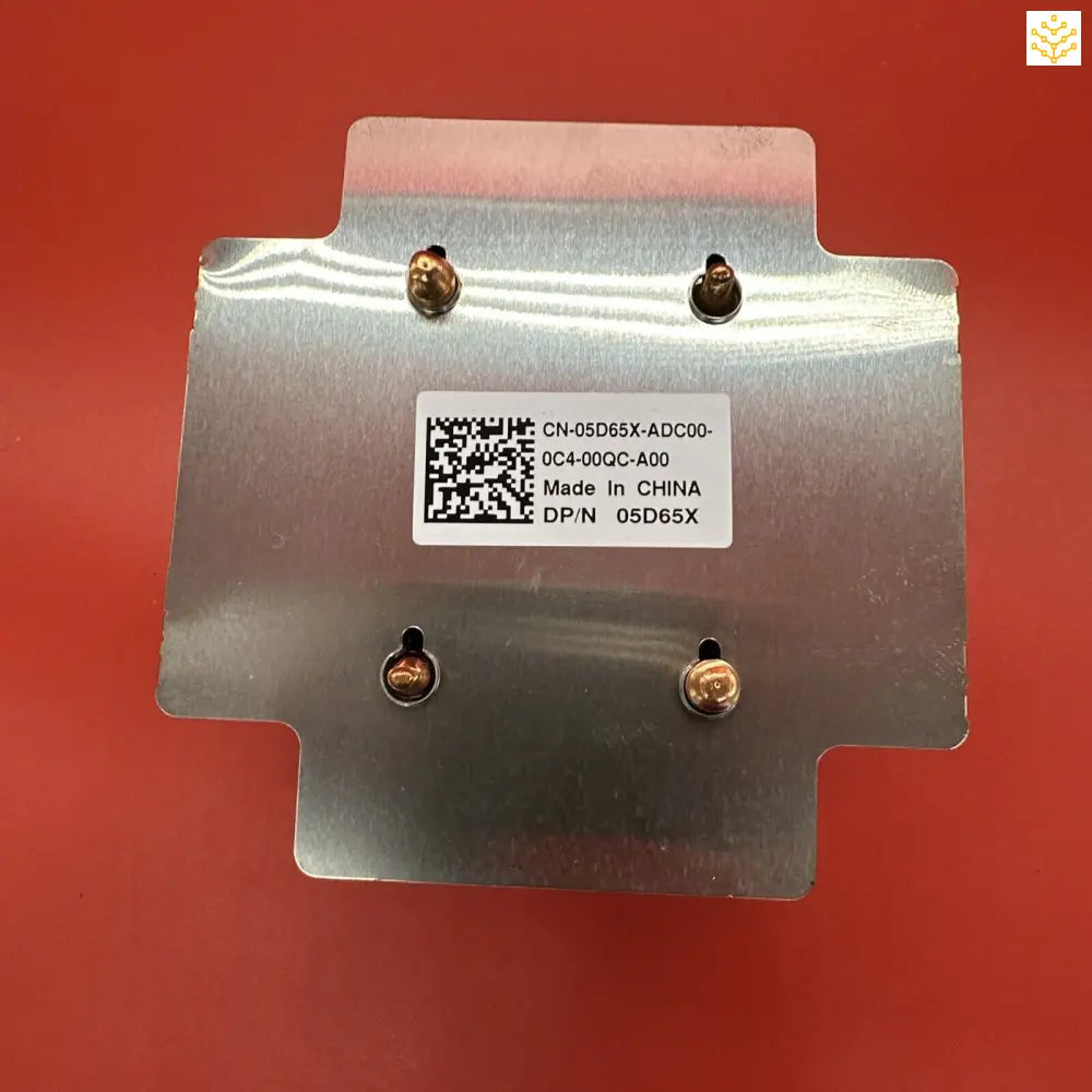 Metal plate with a QR code label and four screw holes.