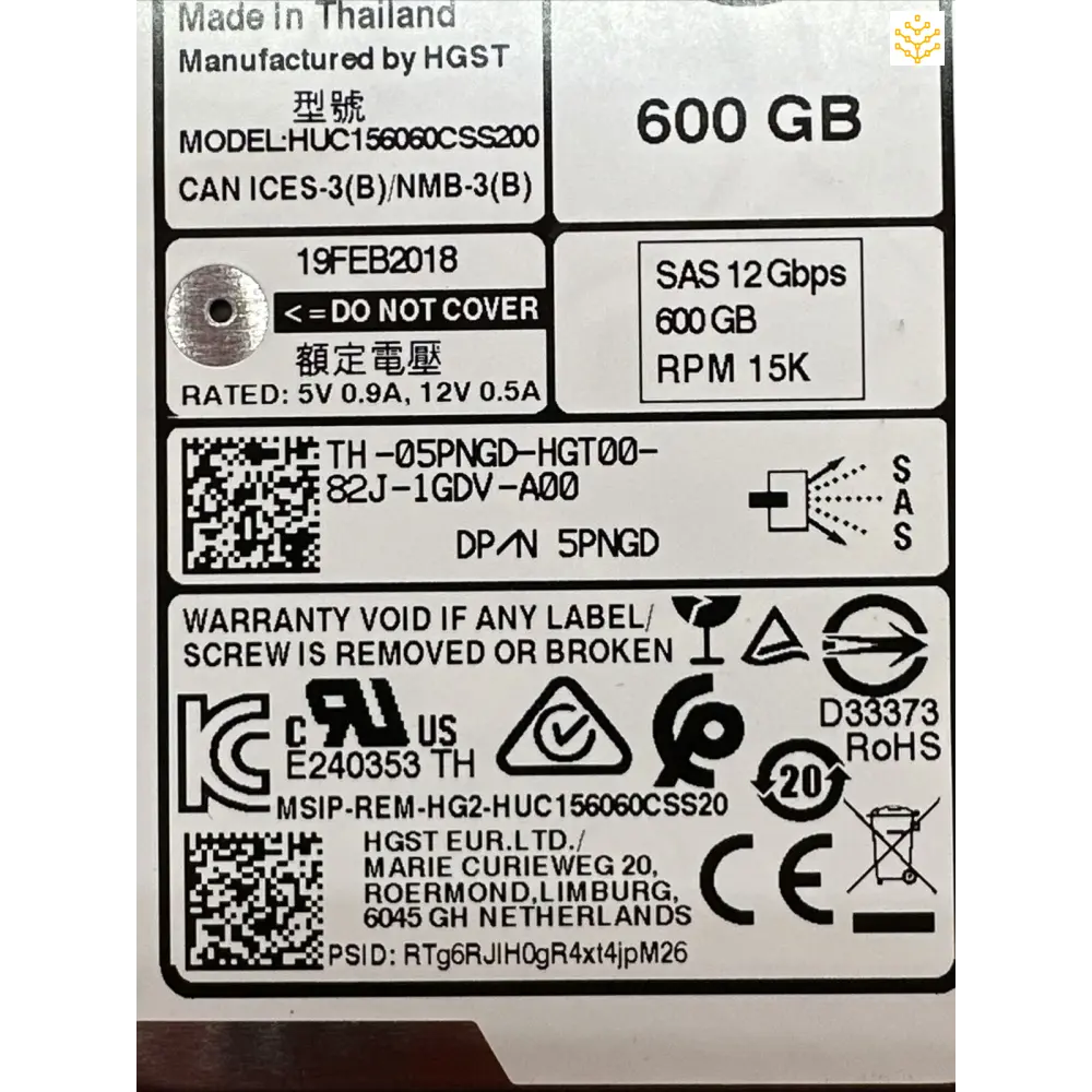 Dell 5PNGD 600GB 15K SAS 12Gbps 2.5 - Computers/Tablets & Networking:Drives Storage & Blank Media:Hard Drives (HDD SSD