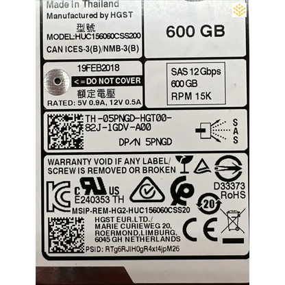 Dell 5PNGD 600GB 15K SAS 12Gbps 2.5 - Computers/Tablets & Networking:Drives Storage & Blank Media:Hard Drives (HDD SSD