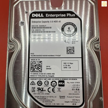 Dell 64EIS 064EIS 6TB SAS 12 Gbps 4Kn 7.2K 3.5” HDD In Equallogic Tray - Computers/Tablets & Networking:Drives