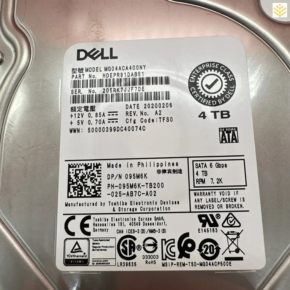 Dell 95M6K 095M6K 4TB SATA 6Gbps 7.2K 3.5 HDD - Computers/Tablets & Networking:Drives Storage & Blank Media:Hard Drives