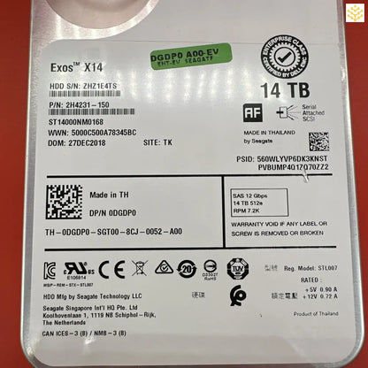 Dell DGDP0 14TB SAS 12 Gbps 512e 7.2K 3.5 HDD 2H4231-150 ST14000NM0168 - Computers/Tablets & Networking:Drives Storage