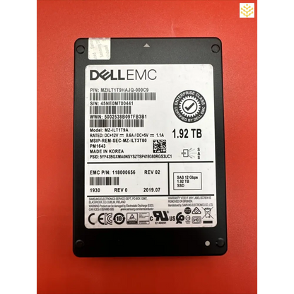 Dell EMC Samsung PM1643 1.92TB 2.5 12Gbps SAS SSD MZ-ILT1T9A 118000656 TMTW9 - Computers/Tablets & Networking:Drives