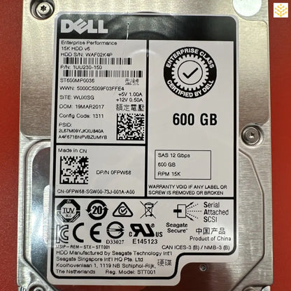 Dell FPW68 0FPW68 600GB SAS 12Gbps 15K 2.5” HDD - Computers/Tablets & Networking:Drives Storage & Blank Media:Hard