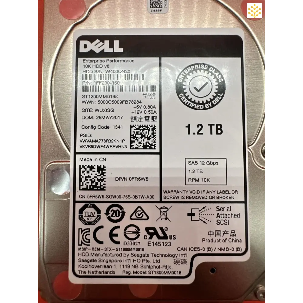 Dell FR6W6 1.2TB 10K SAS 12Gbps 2.5 HDD - Computers/Tablets & Networking:Drives Storage & Blank Media:Hard Drives (HDD