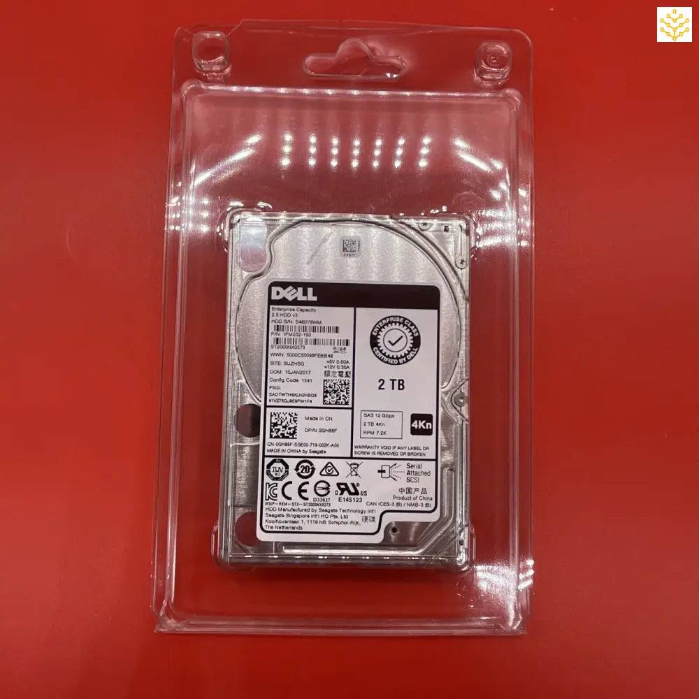 DELL GH86F 2TB SAS 12 Gbps 4Kn 2.5 ST2000NX0373 - Computers/Tablets & Networking:Drives Storage & Blank Media:Hard