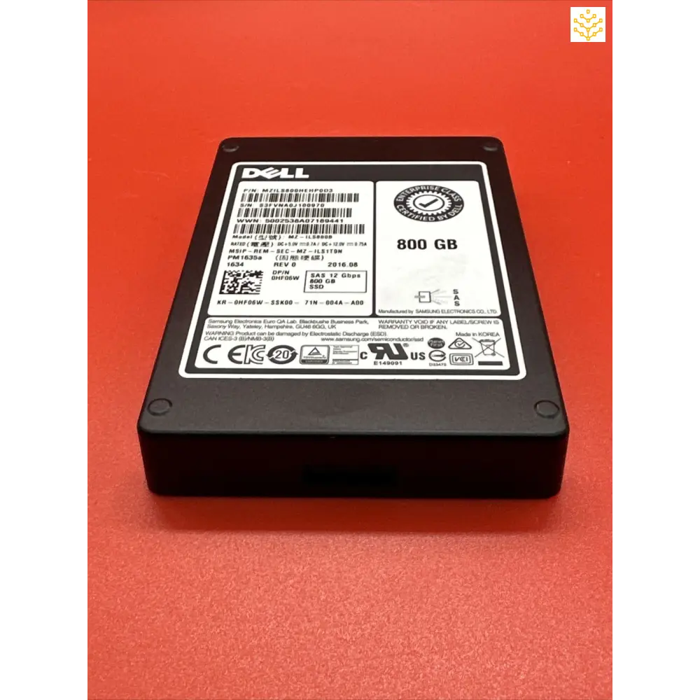 Dell HF06W 800GB SAS 12Gbps 2.5 SSD MZ - ILS800B - GIGDATA