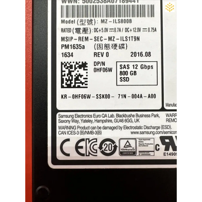 Dell HF06W 800GB SAS 12Gbps 2.5 SSD MZ - ILS800B - GIGDATA