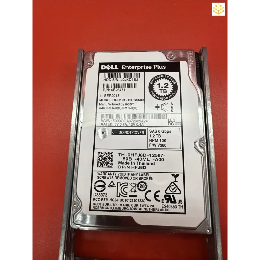 Dell HFJ8D 1.2TB 10K 6G SAS 2.5” HDD Equallogic EQL - PS4100 - 1.2TB - GIGDATA