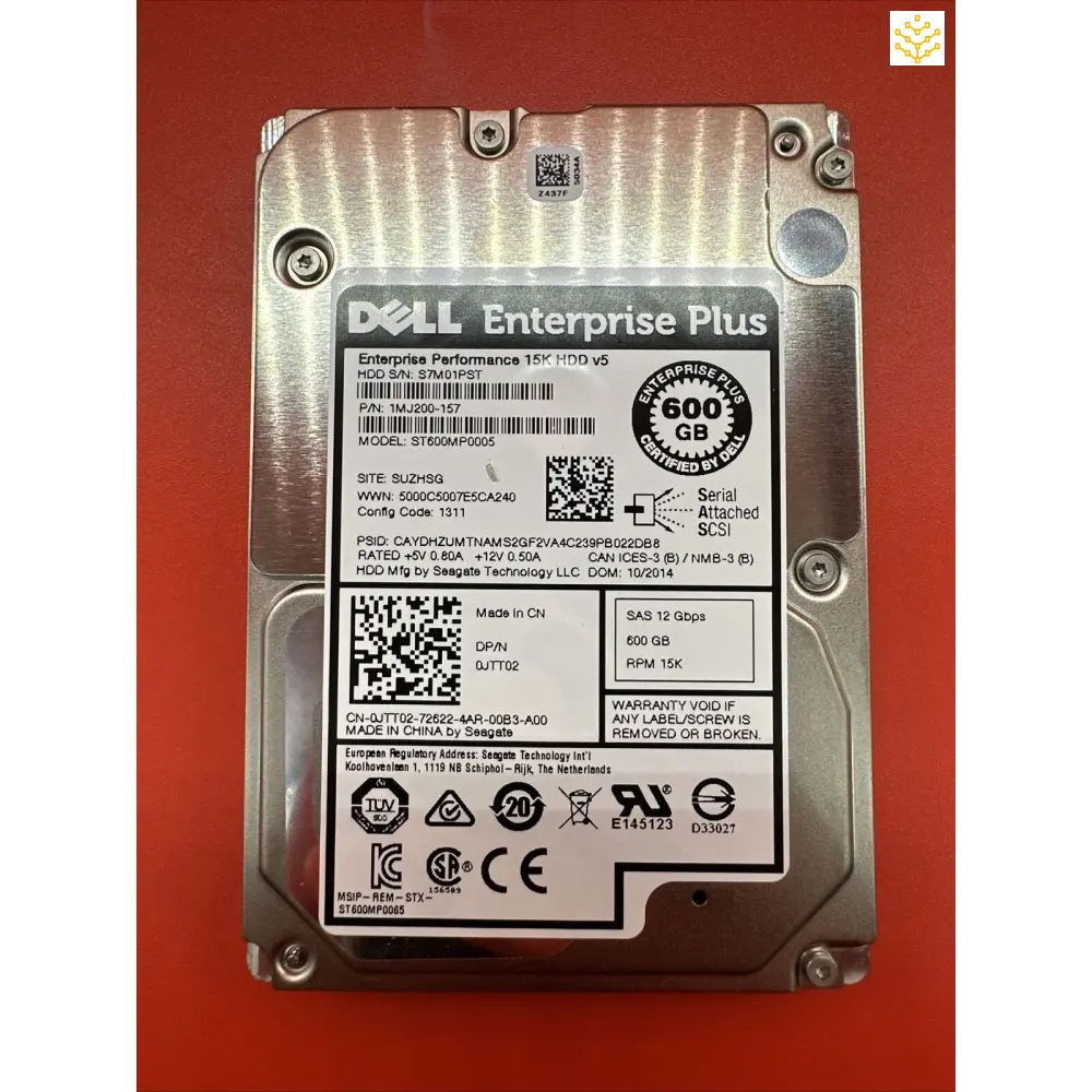 Dell JTT02 600GB SAS 12Gbps 15K 2.5 HDD - GIGDATA